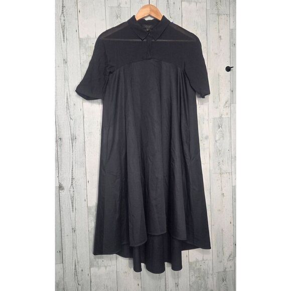 COS Sheer Yoke Minimialist Shirt Dress Black Sz. 6 - Picture 2 of 7